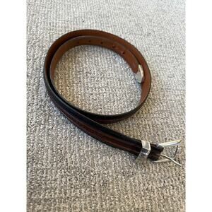 Brighton Onxy black brown  leather belt silver hardware womens 
size 38
